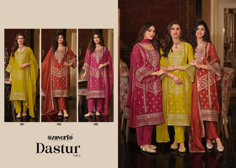 Dastur Vol 2 By Zaveri Organza Emboidery Readymade Suits 
